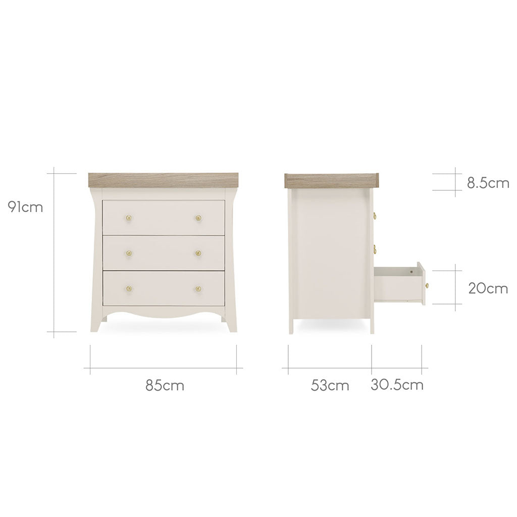 CuddleCo Clara 3 Drawer Dresser Changer - Cashmere