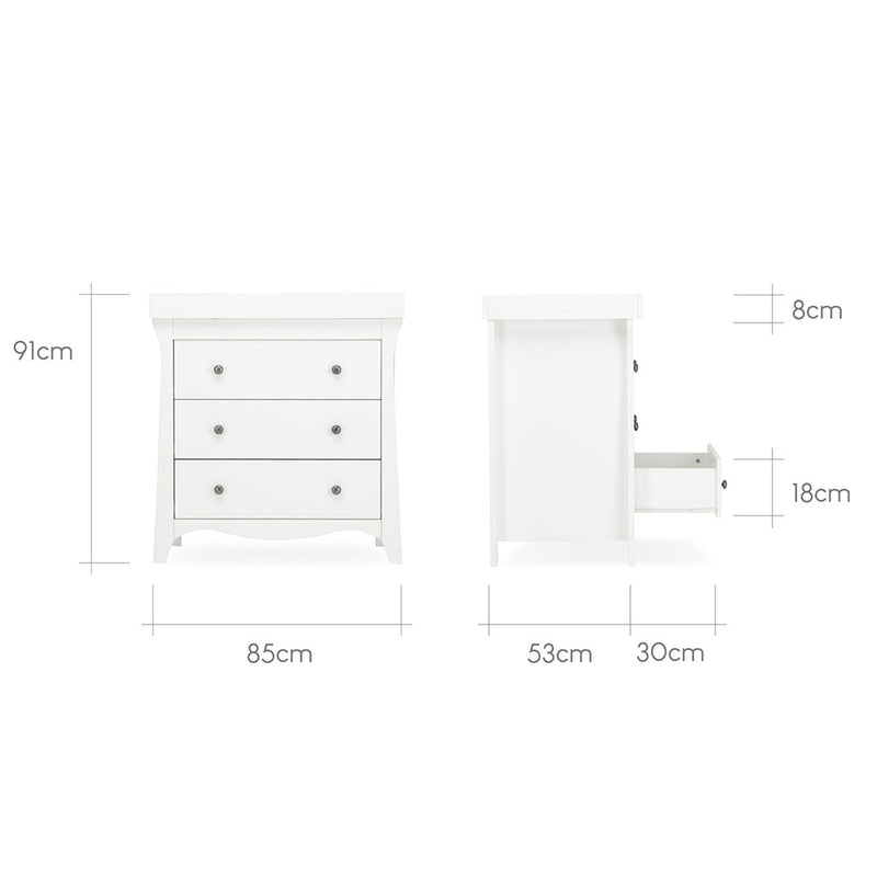 CuddleCo Clara 3 Drawer Dresser Changer - White