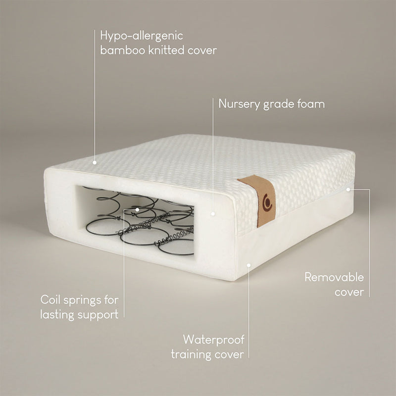CuddleCo Harmony Hypo-Allergenic Bamboo Sprung Cot Bed Mattress - 140 x 70cm