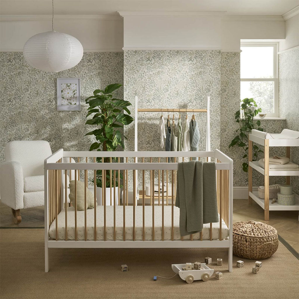 CuddleCo Nola Cot Bed - White & Natural