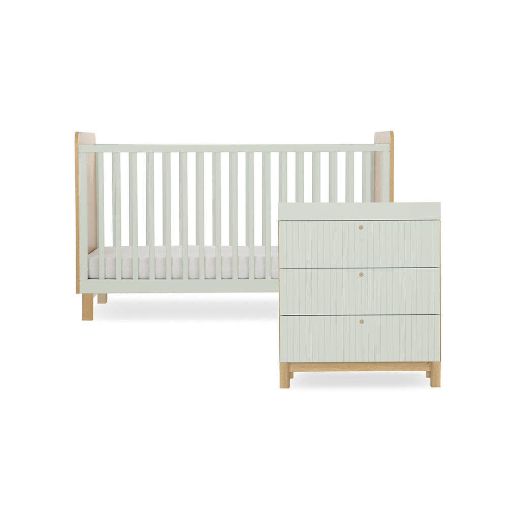 CuddleCo Remi 2 Piece Nursery Furniture Set - Oak & Green