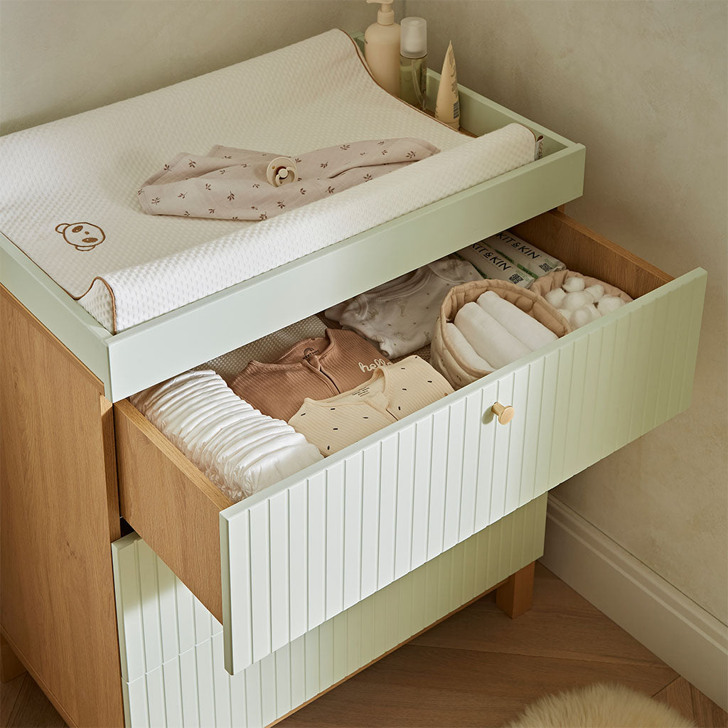 CuddleCo Remi 2 Piece Nursery Furniture Set - Oak & Green