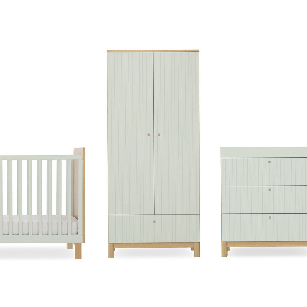 CuddleCo Remi 3 Piece Nursery Furniture Set - Oak & Green