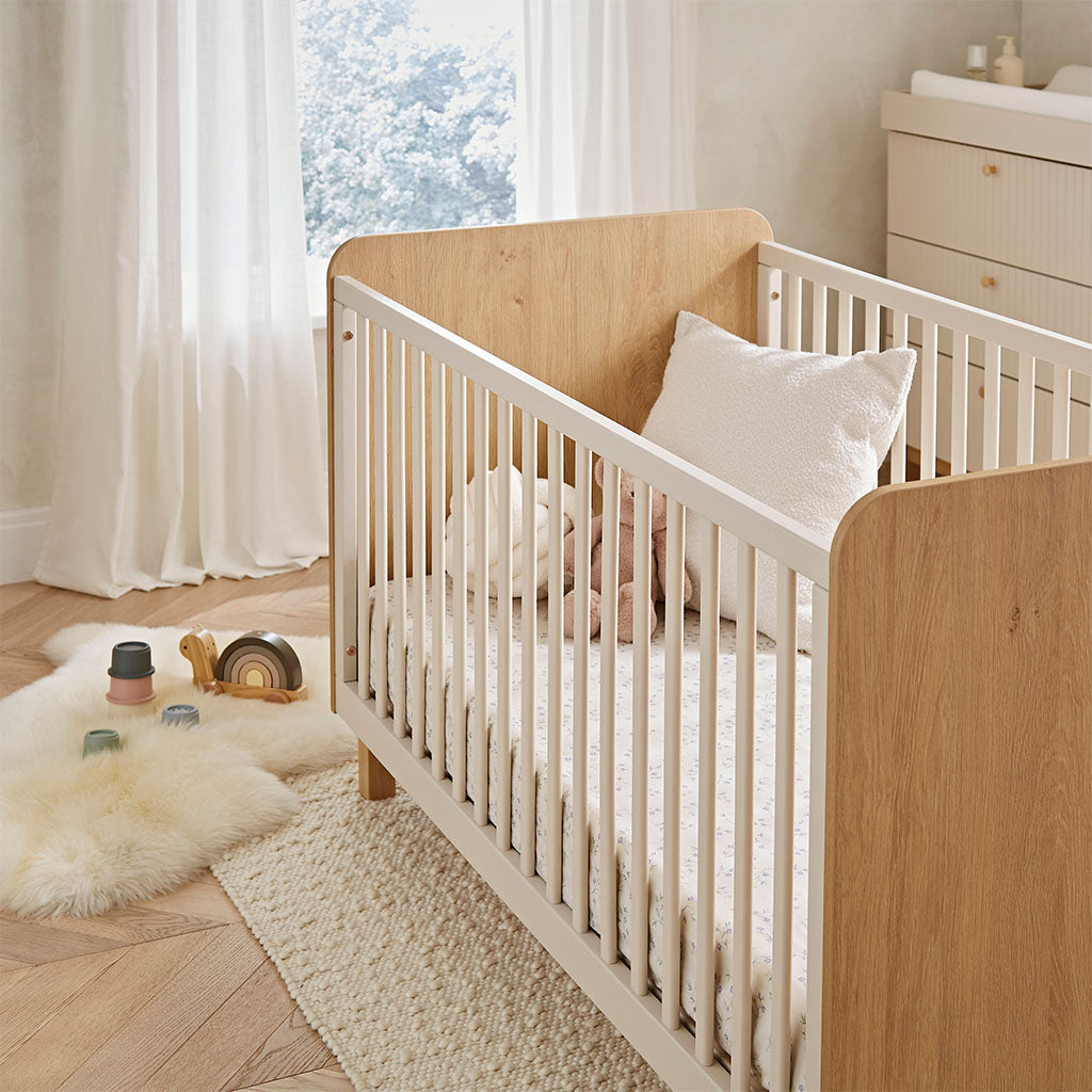 CuddleCo Remi Cot Bed - Oak & Cashmere
