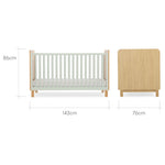 CuddleCo Remi Cot Bed - Oak & Green