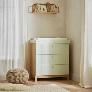 CuddleCo Remi Dresser Changer - Oak & Green