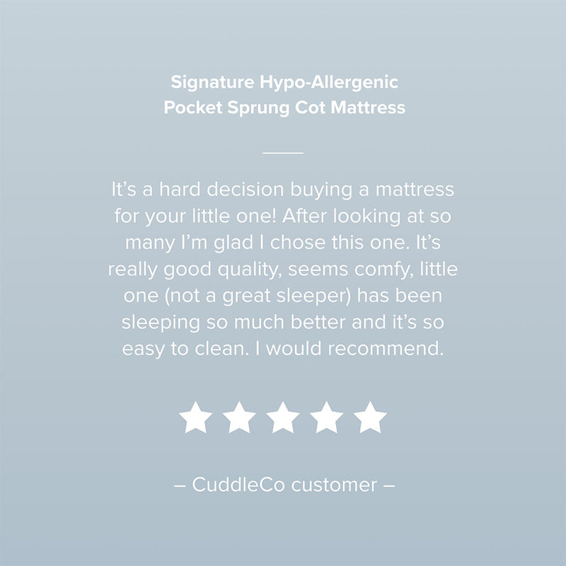 CuddleCo Signature Hypo-Allergenic Bamboo Pocket Sprung Cot Mattress - 120 x 60cm