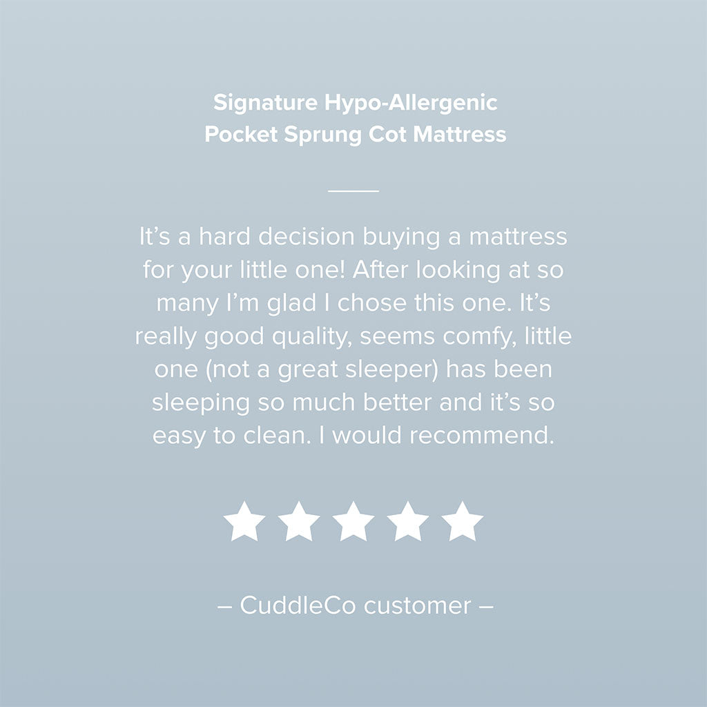 CuddleCo Signature Hypo-Allergenic Bamboo Pocket Sprung Cot Mattress - 120 x 60cm