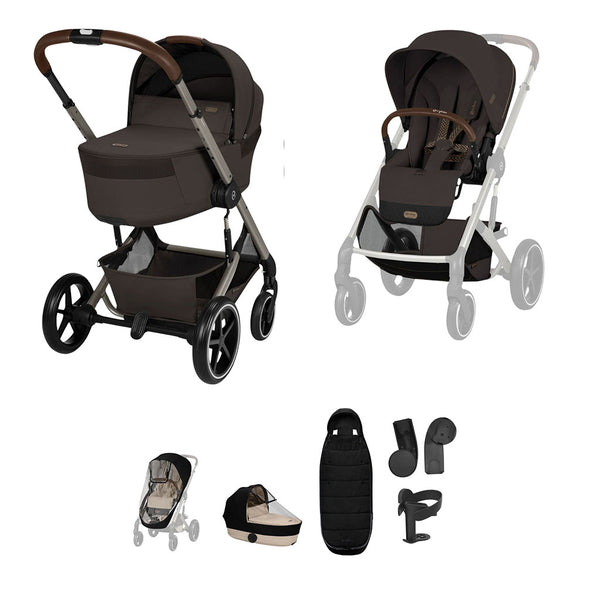 Cybex Balios S Lux Fold Cot Accessory Bundle - Chocolate Brown