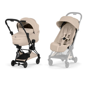 Cybex Coya Comfort Pushchair and Carrycot - Matt Black / Cozy Beige