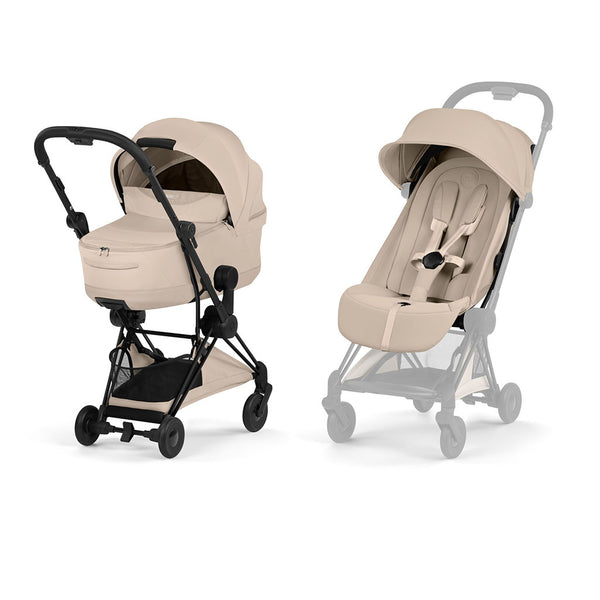 Cybex Coya Comfort Pushchair and Carrycot - Matt Black / Cozy Beige