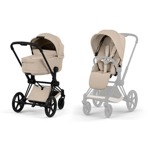 Cybex Priam Comfort Pushchair and Carrycot - Matt Black / Cozy Beige