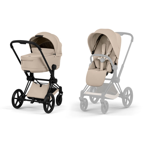 Cybex Priam Comfort Pushchair and Carrycot - Matt Black / Cozy Beige
