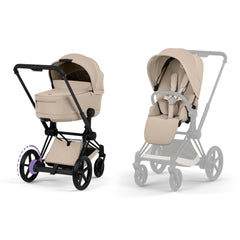 Cybex e-Priam Comfort Pushchair and Carrycot - Matt Black / Cozy Beige