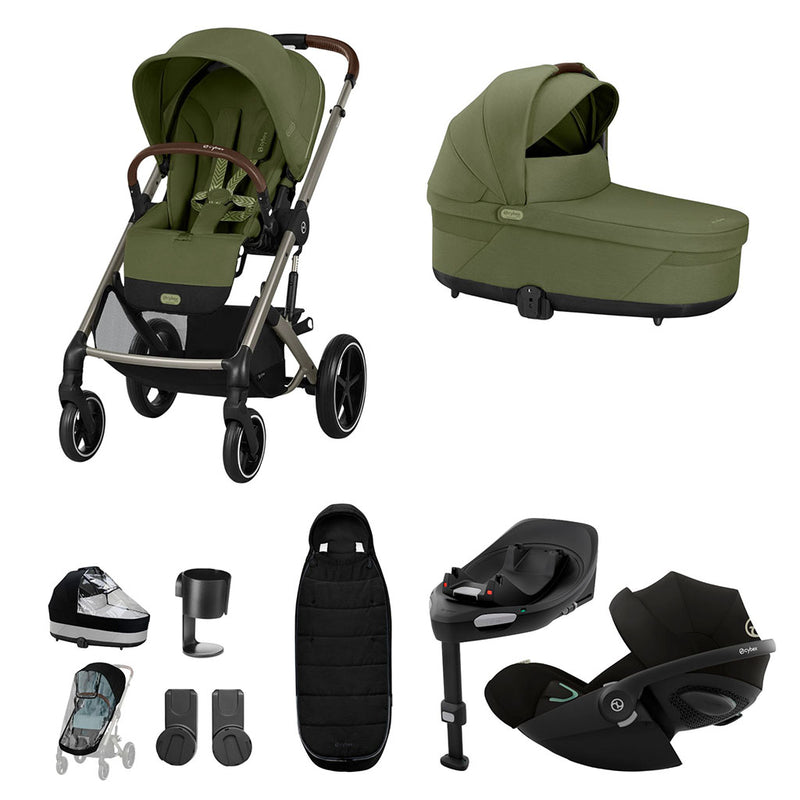 Cybex Balios S Lux 10 Piece Cloud G i-Size Bundle - Moss Green