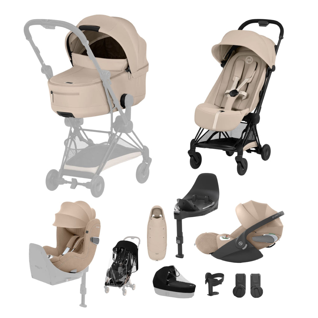 Cybex Coya Ultimate Birth & Beyond Bundle Comfort Collection - Matt Black / Cozy Beige