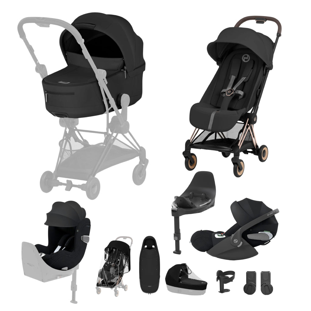 Cybex Coya Ultimate Birth & Beyond Bundle Comfort Collection - Rosegold / Sepia Black