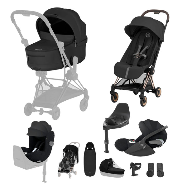 Cybex Coya Ultimate Birth & Beyond Bundle Comfort Collection - Rosegold / Sepia Black
