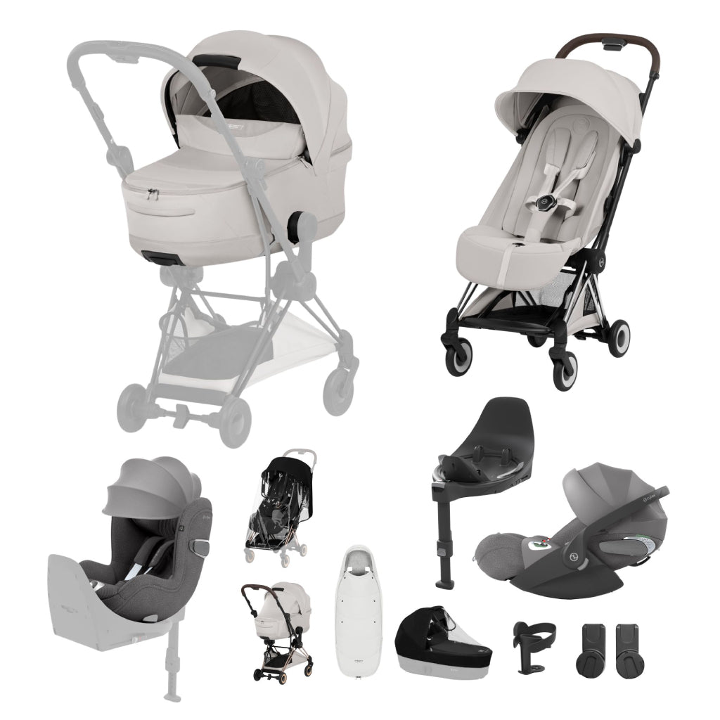 Cybex Coya Ultimate Birth & Beyond Bundle Style Collection - Chrome Brown / City Grey