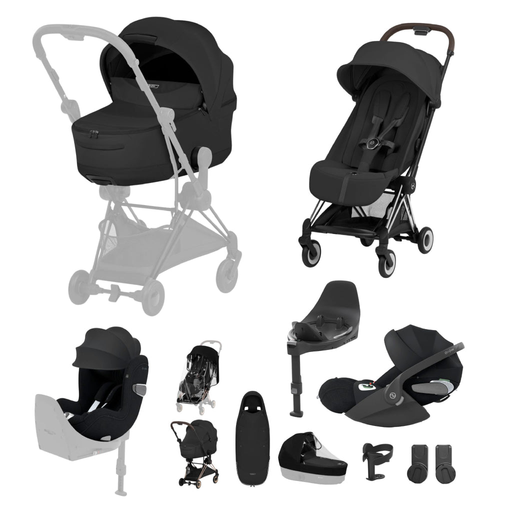 Cybex Coya Ultimate Birth & Beyond Bundle Style Collection - Chrome Brown / Sepia Black