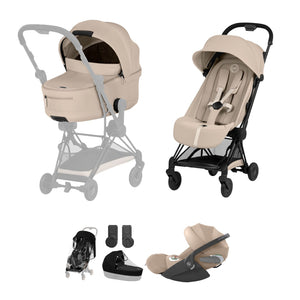 Cybex Coya Ultimate Bundle Comfort Collection - Matt Black / Cozy Beige