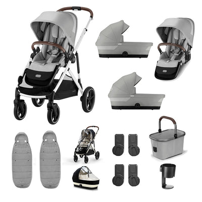 Cybex Gazelle S Newborn Twin Bundle - Stone Grey