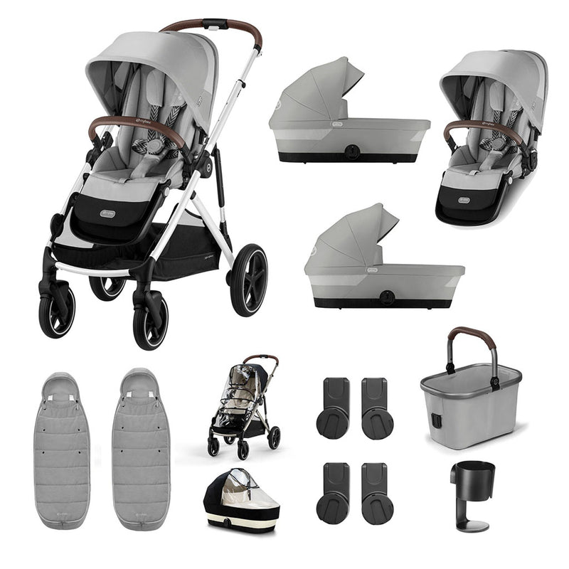 Cybex Gazelle S Newborn Twin Bundle - Stone Grey