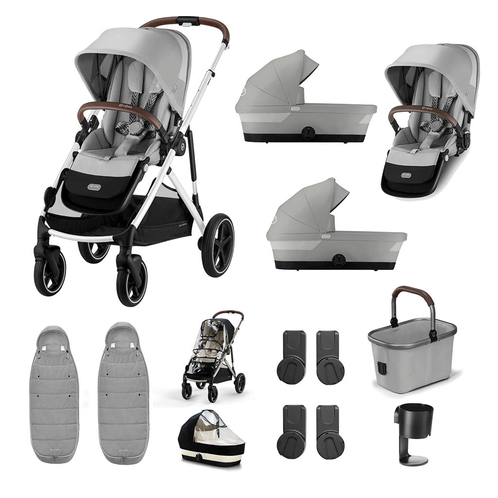 Cybex Gazelle S Newborn Twin Bundle - Stone Grey