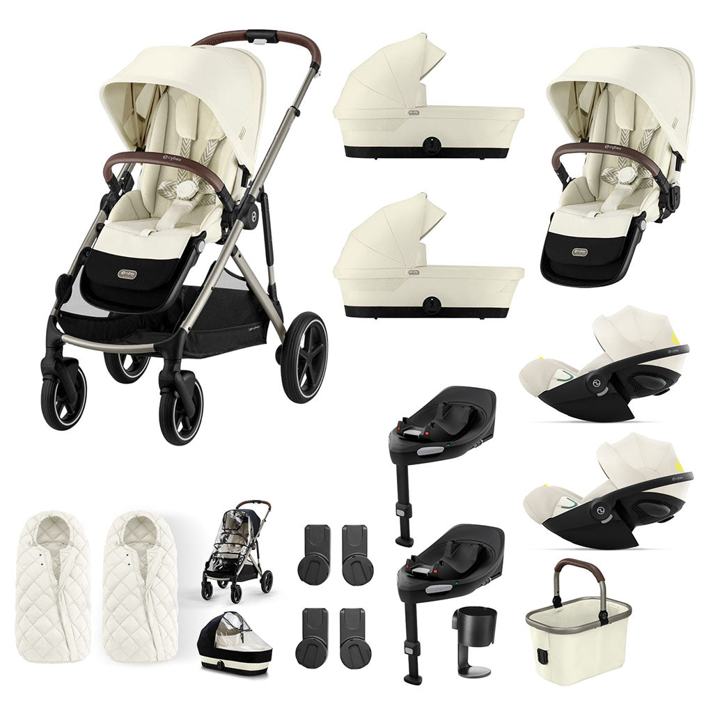 Cybex Gazelle S Newborn Twin Bundle with Cloud G i-Size - Seashell Beige