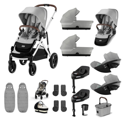 Cybex Gazelle S Newborn Twin Bundle with Cloud G i-Size - Stone Grey