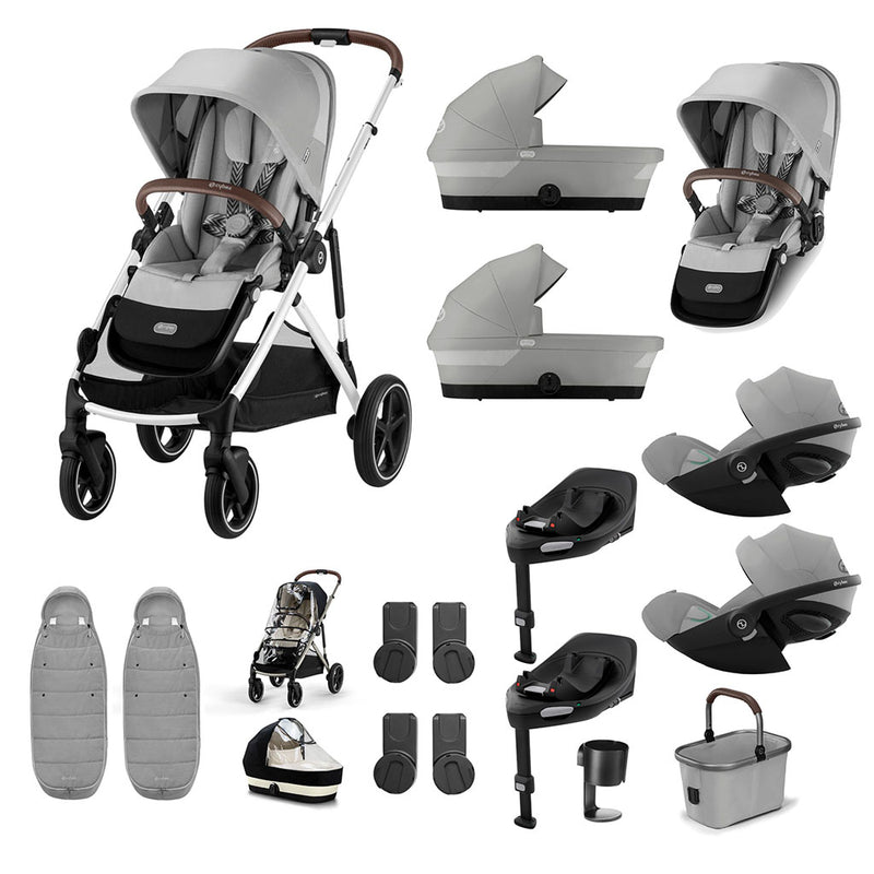 Cybex Gazelle S Newborn Twin Bundle with Cloud G i-Size - Stone Grey