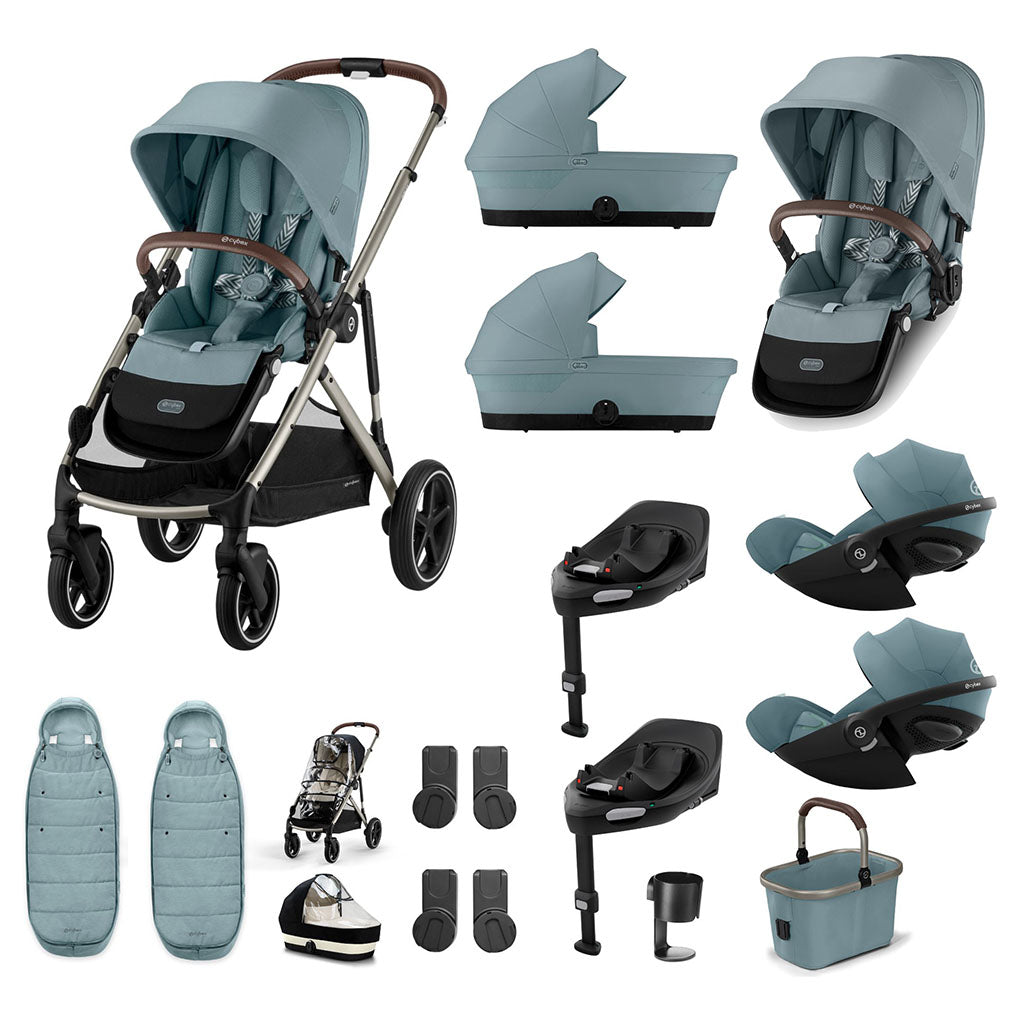 Cybex Gazelle S Newborn Twin Bundle with Cloud G i-Size - Stormy Blue