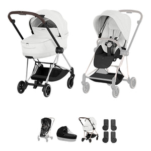 Cybex Mios Pushchair & Fold Cot Bundle Style Collection - Chrome Brown / Off White