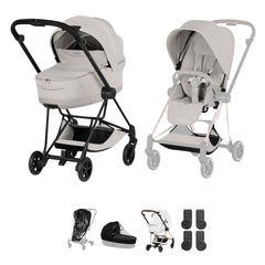 Cybex Mios Pushchair & Fold Cot Bundle Style Collection - Matt Black / City Grey
