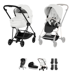 Cybex Mios Pushchair & Fold Cot Bundle Style Collection - Matt Black / Off White