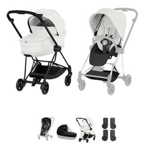 Cybex Mios Pushchair & Fold Cot Bundle Style Collection - Matt Black / Off White