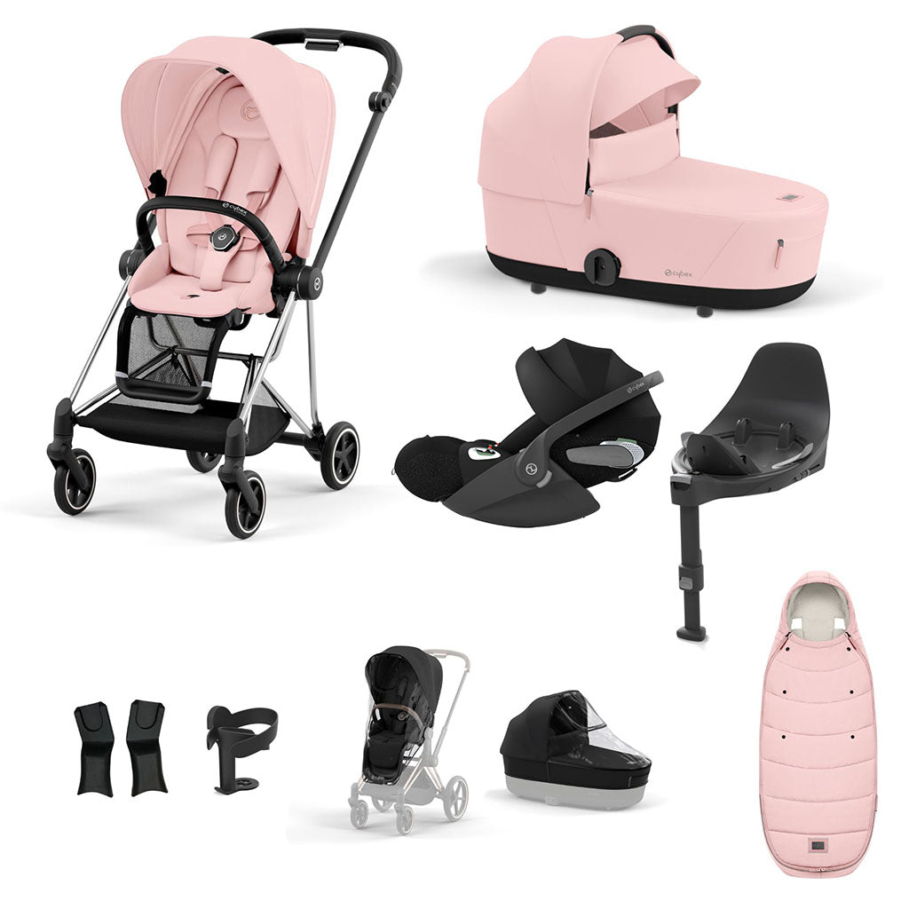 Cybex Mios Travel System - Chrome Black / Peach Pink