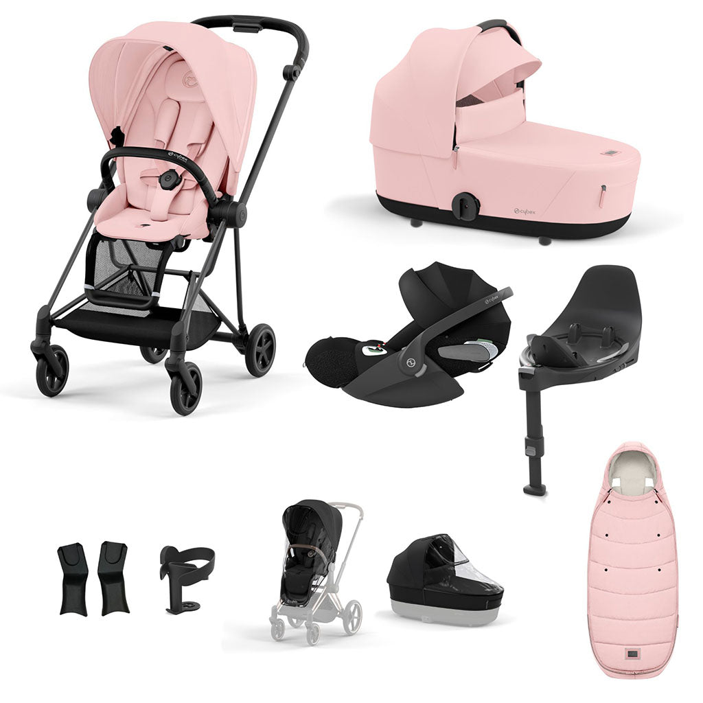 Cybex Mios Travel System - Matt Black / Peach Pink