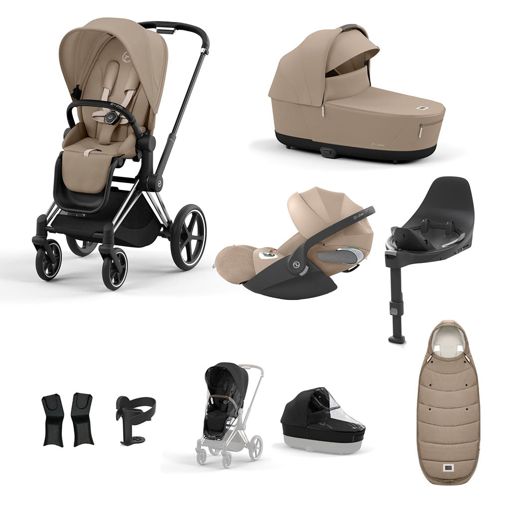 Cybex Priam Travel System - Chrome Black / Cozy Beige