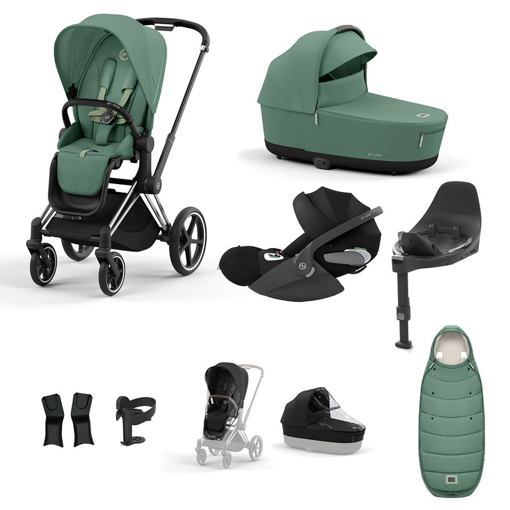 Cybex Priam Travel System - Chrome Black / Leaf Green