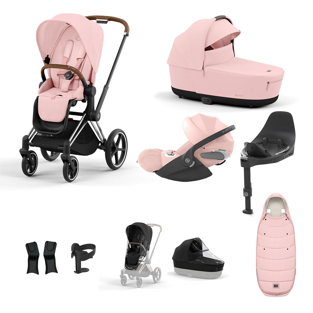 Cybex Priam Travel System - Chrome Brown / Peach Pink