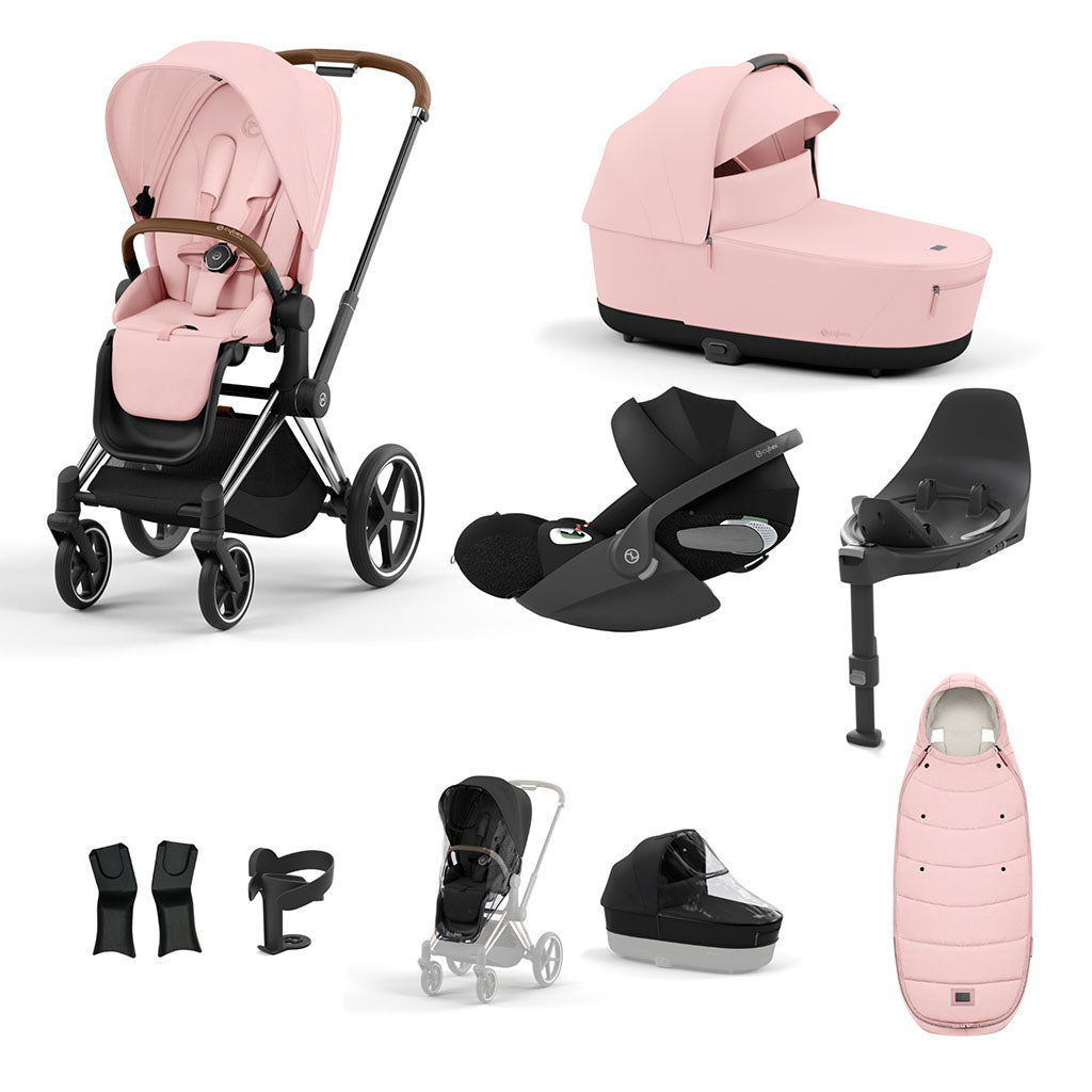 Cybex Priam Travel System - Chrome Brown / Peach Pink