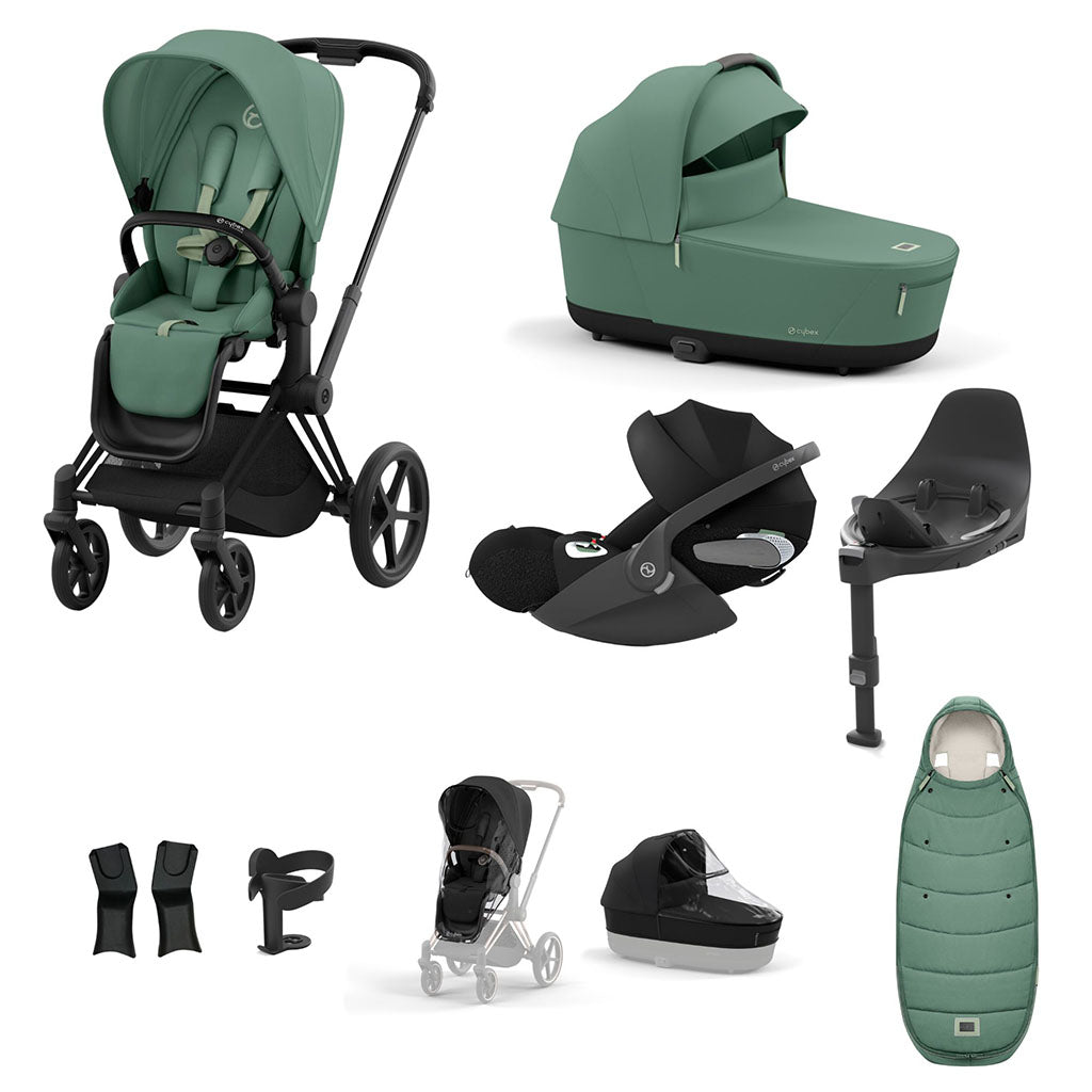 Cybex Priam Travel System - Matt Black / Leaf Green