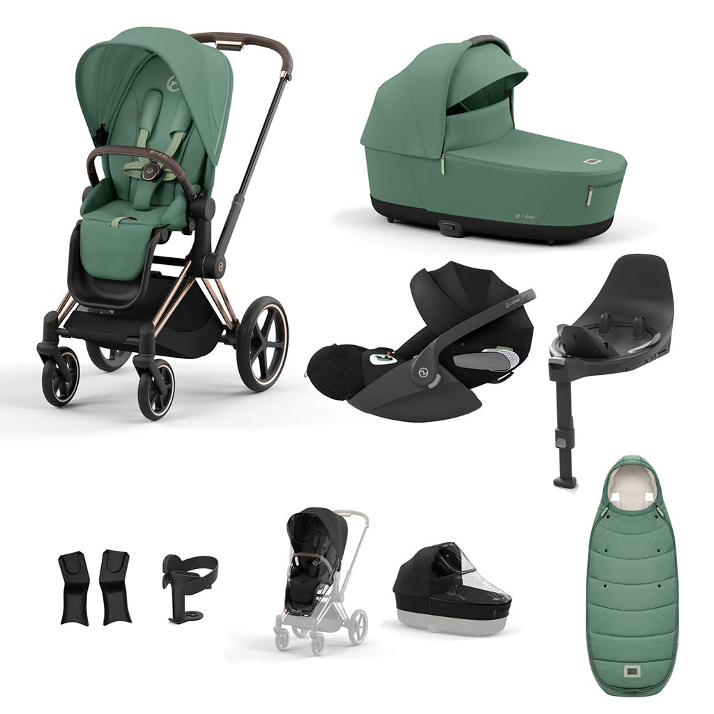 Cybex Priam Travel System - Rosegold / Leaf Green