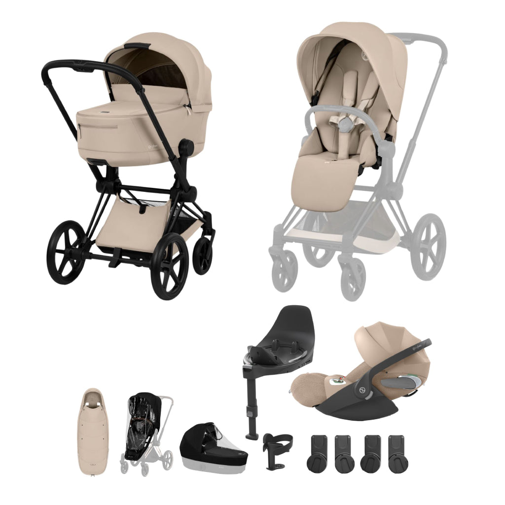 Cybex Priam Ultimate Accessory Bundle Comfort Collection - Matt Black / Cozy Beige