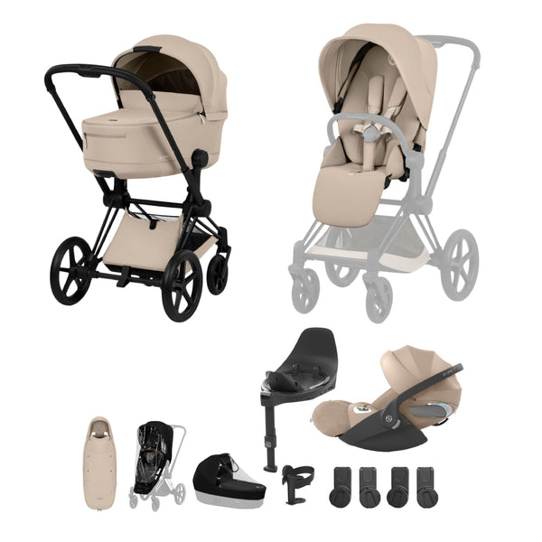 Cybex Priam Ultimate Accessory Bundle Comfort Collection - Matt Black / Cozy Beige