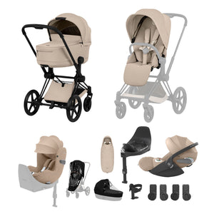 Cybex Priam Ultimate Birth & Beyond Bundle Comfort Collection - Matt Black / Cozy Beige