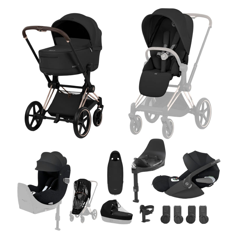 Cybex Priam Ultimate Birth & Beyond Bundle Comfort Collection - Rosegold / Sepia Black