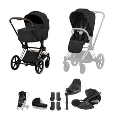 Cybex Priam Ultimate Bundle Comfort Collection - Rosegold / Sepia Black