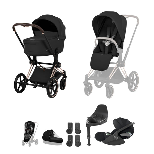 Cybex Priam Ultimate Bundle Comfort Collection - Rosegold / Sepia Black